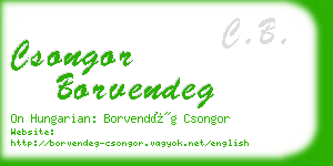 csongor borvendeg business card